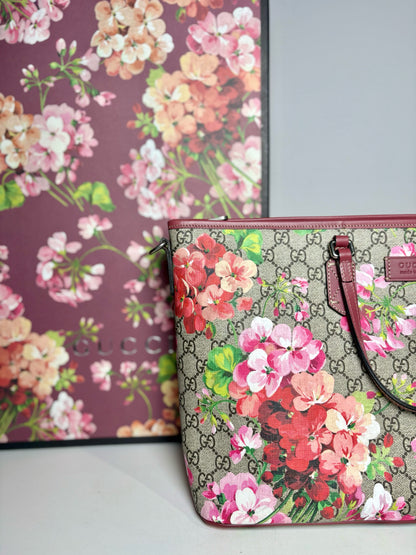 Gucci GG Supreme Floral Burgundy Tote