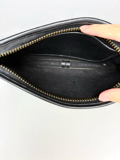 Women's NOL Leather Vintage Solid Pre-owned Black Wristlet