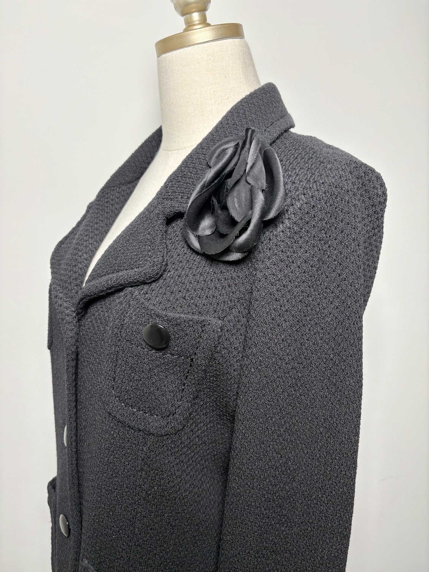Women Size 6 St. John Caviar Black Solid Wool Blend Jacket