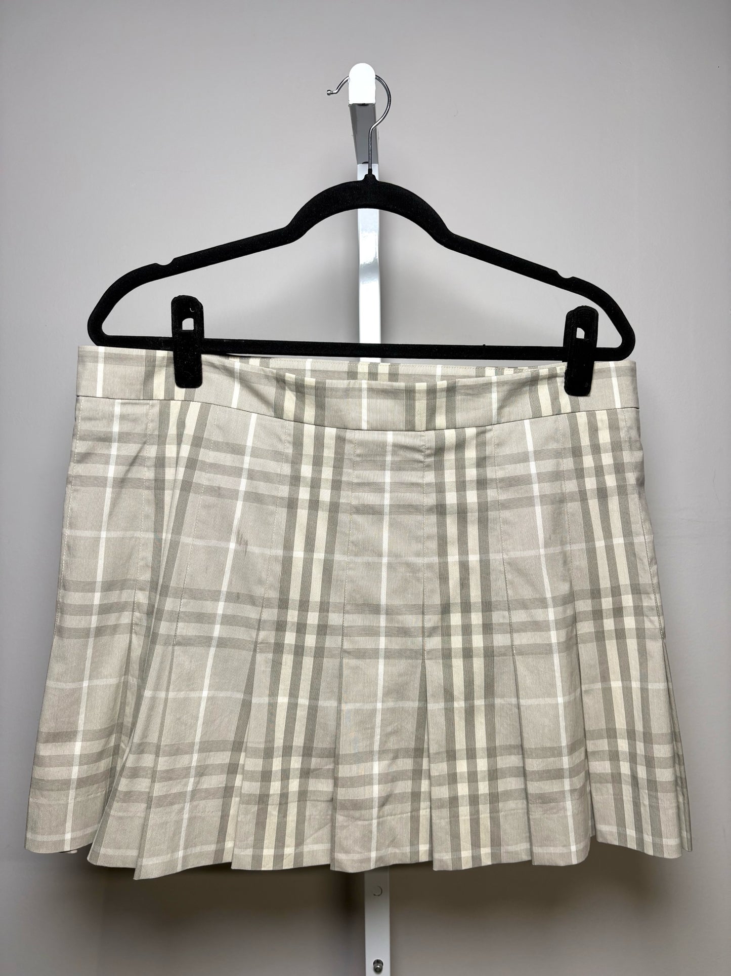 Women Size 12 Burberry Brit Gray Check Print Cotton Pre-owned Mini Skirt