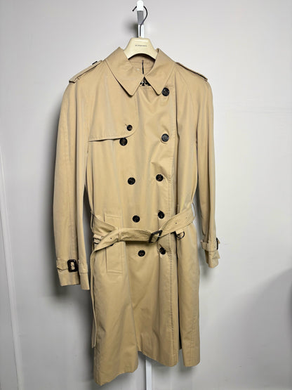 Burberry Khaki Cotton Solid Men's  Size 52L Trench Coat