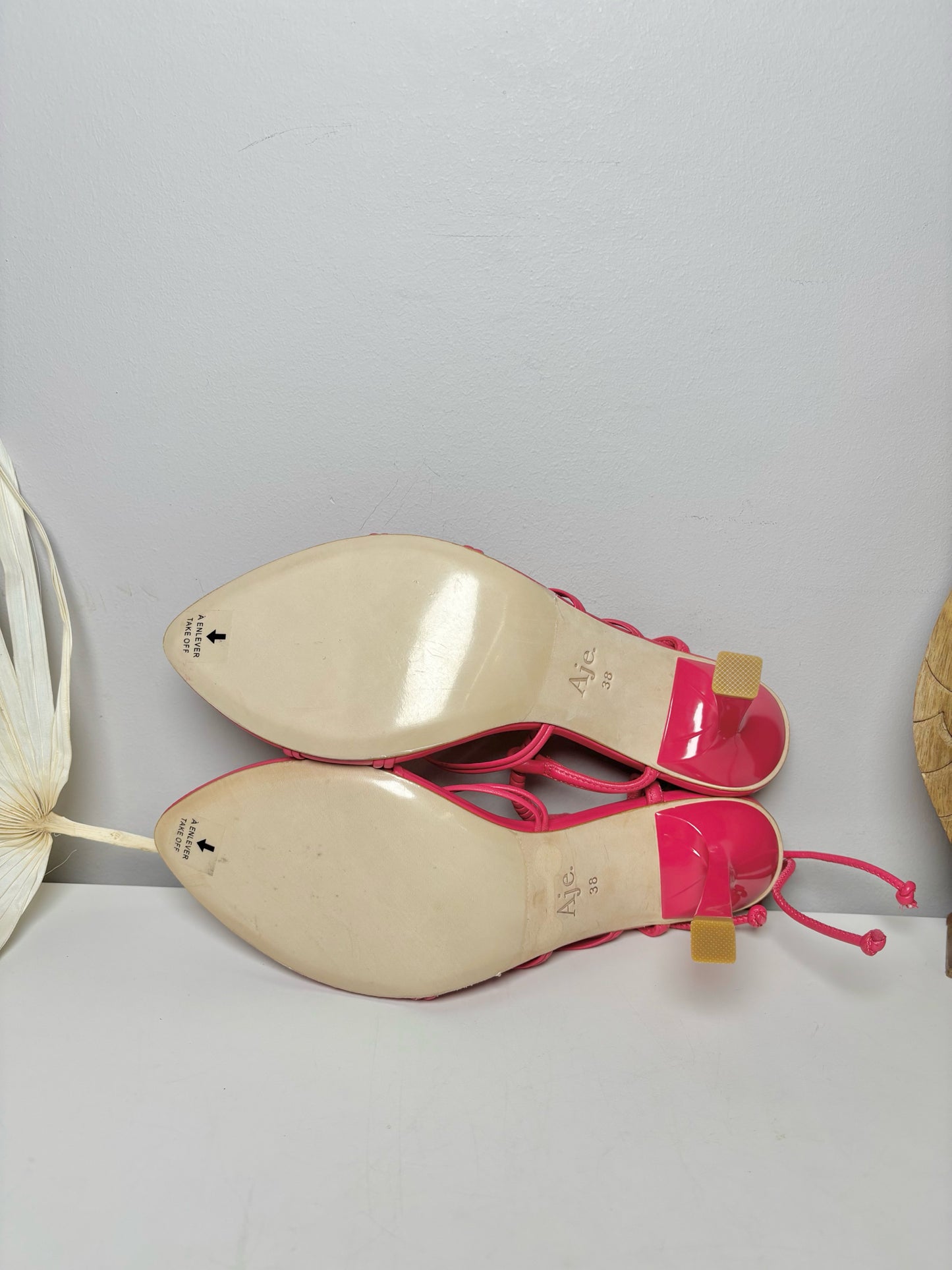 W Shoe Size 38 (8) Aje Pink Leather Cowhide NWT Heels