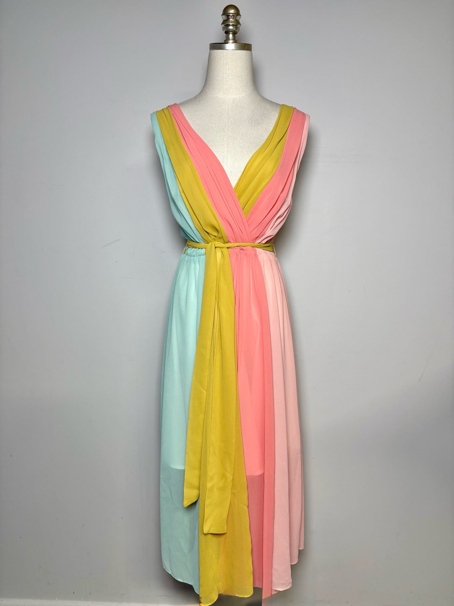 Women Size 4 Hutch Pink, yellow, blue Colorblock Polyester NWT Dress