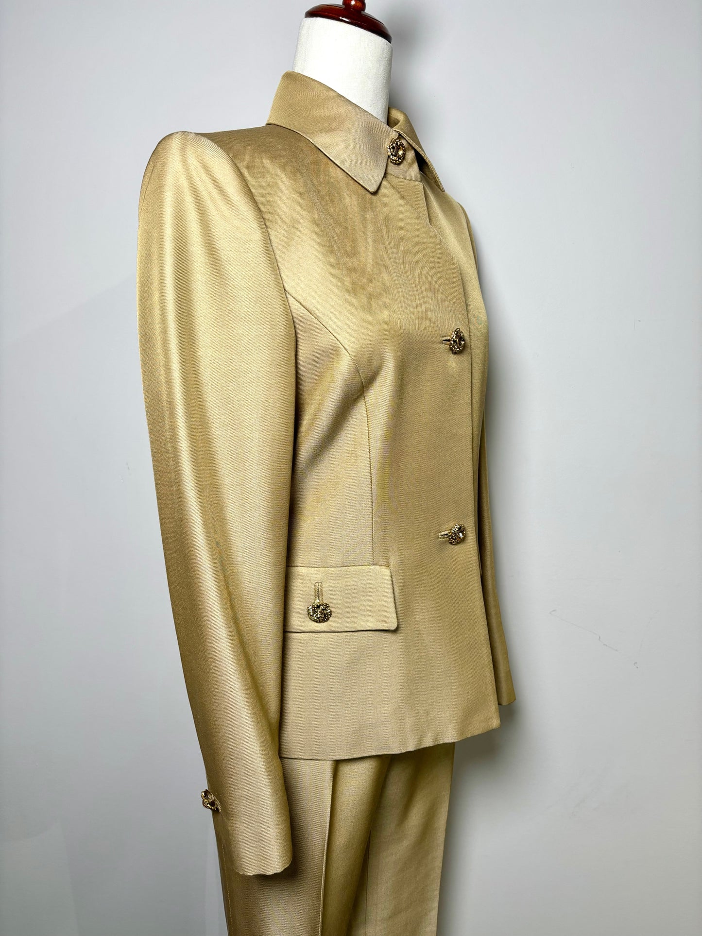 Women Size 4 Dana Buchman Gold Silk, Wool Blend Blazer