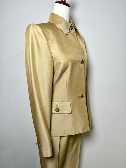 Women Size 4 Dana Buchman Gold Silk, Wool Blend Blazer