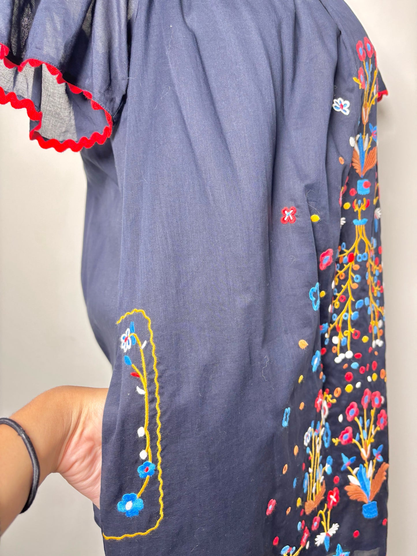 Women Size S/P Tory Burch Blue Embroidered Cotton NWT Dress