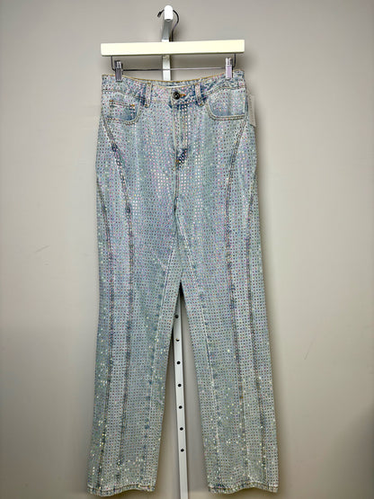 Women Sz 26 Self-Portrait Light Blue Pink Crystals NWT Pre-owned Jeans