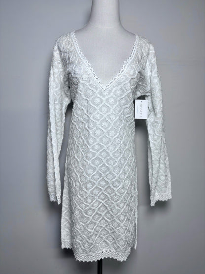 Women Size M Melissa Odabash Off White 3D Flowers 100% Cotton Cover Up