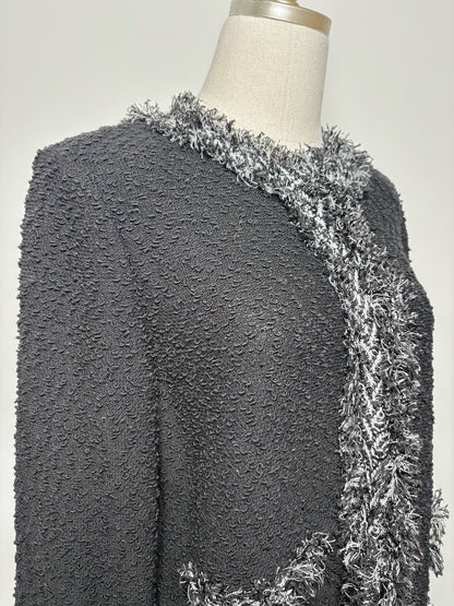 Women Size 8 St. John Black Wool Blend Boucle Jacket
