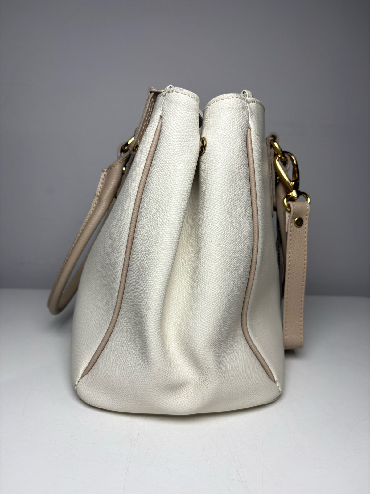 Women's Misuri Firenze Bone Neutral Hand-Stitched Italian Leather Pre-Owned Satchel Bag