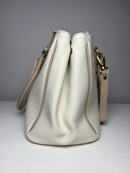 Women's Misuri Firenze Bone Neutral Hand-Stitched Italian Leather Pre-Owned Satchel Bag