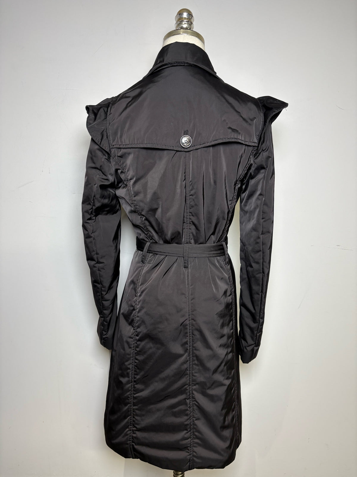 Women's Size 6 Love Moschino Black Double-Breasted Vintage Pre-Owned Rain Coat