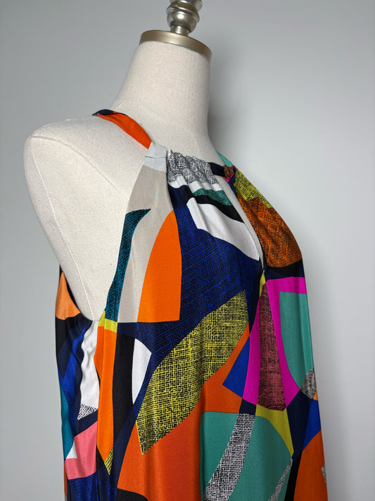 Women Size 6 Trina Trina Turk Multi-Color Geometric Silk Pre-owned Dress