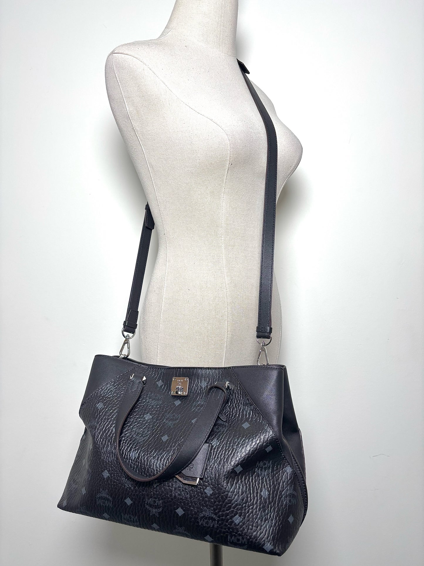 MCM Monogram Leather Black Purse