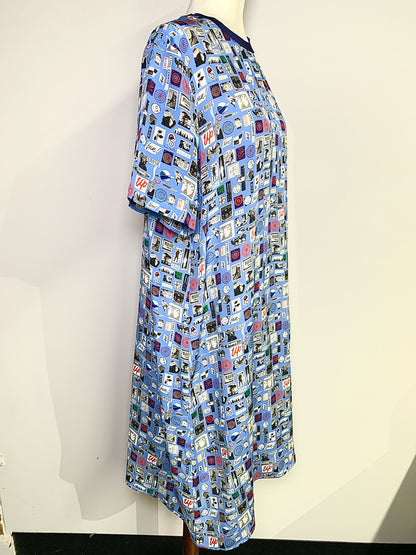 Women Size 46 Paul Smith Blue Graphic Silk Dress