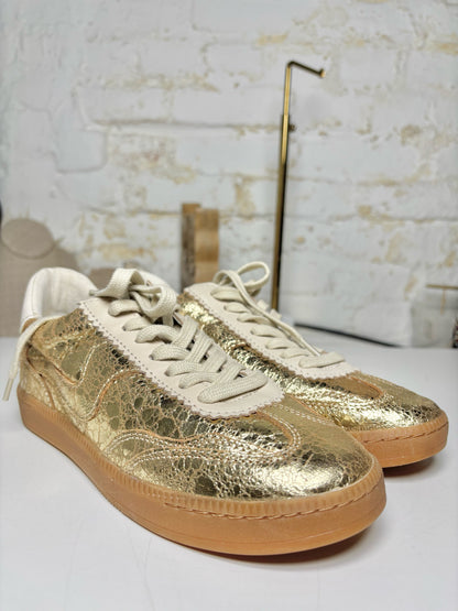 W Shoe Size 6.5 Dolce Vita Metallic Gold Leather Cowhide Sneakers