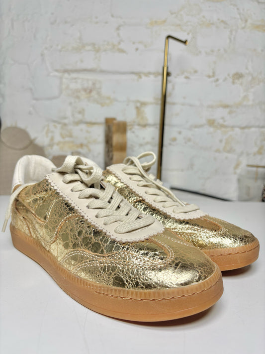 W Shoe Size 6.5 Dolce Vita Metallic Gold Leather Cowhide Sneakers