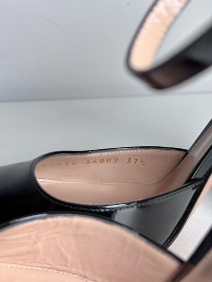 W Shoe Size 37.5 (7 US) Gianvito Rossi Black Leather Patent Pre-owned, NWT Heels