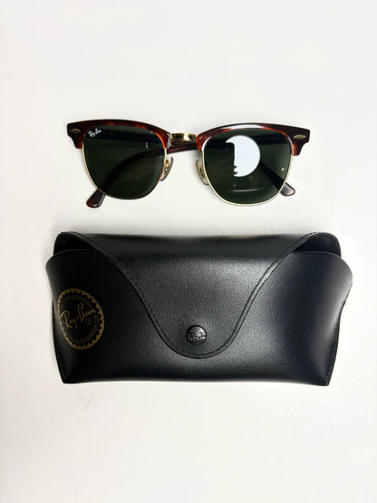 Unisex Ray-Ban RB3016 Clubmaster Brown Tortoiseshell & Gold Pre-Owned Sunglasses