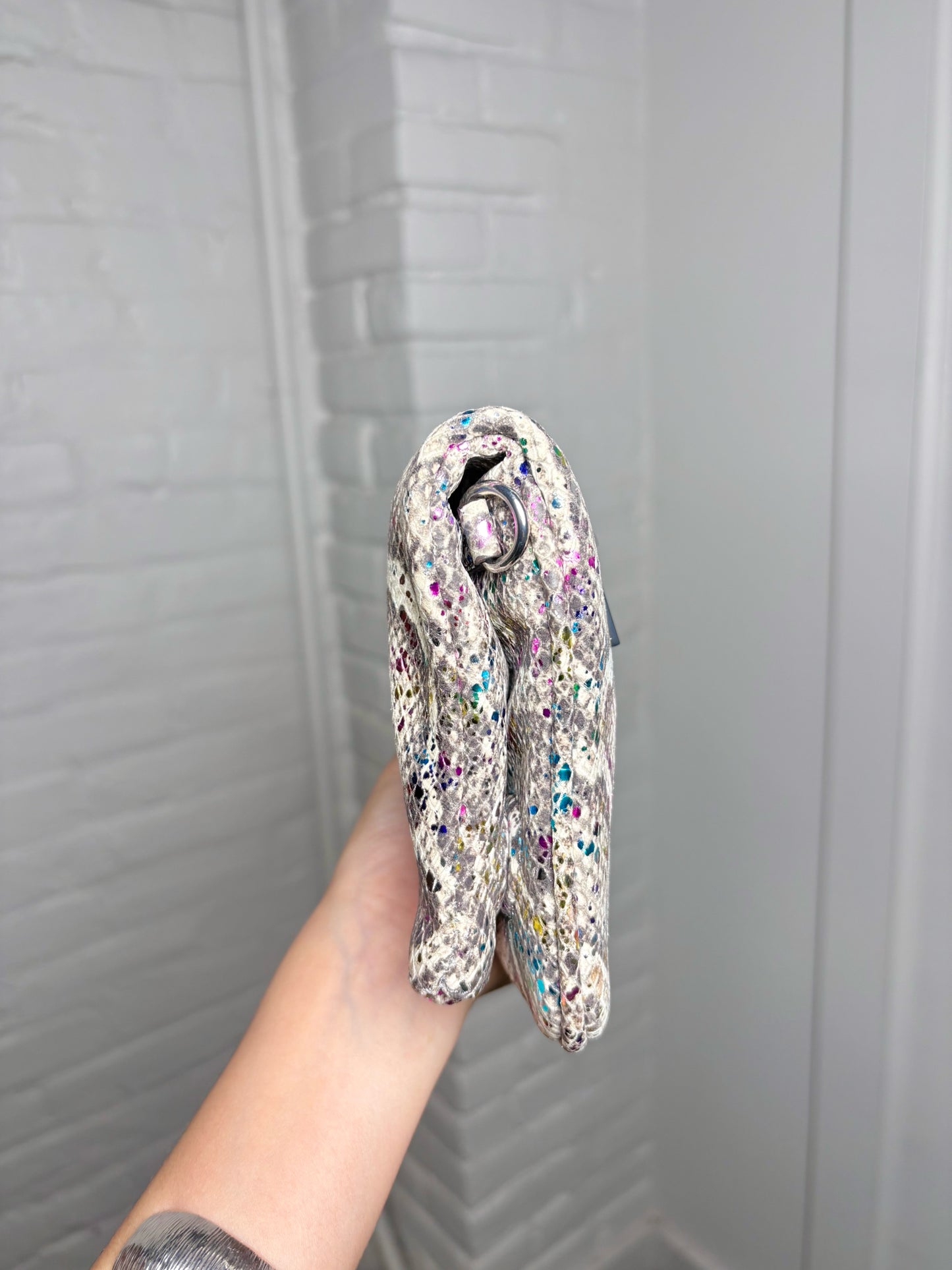 Zadig & Voltaire Snakeskin Print Leather Multi-Color Cowhide Purse