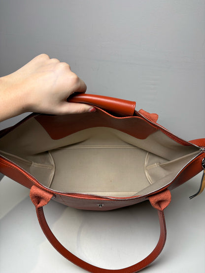 Women's Longchamp Le Pliage Xtra Burnt Orange Leather Pre-Owned Shoulder Tote Bag