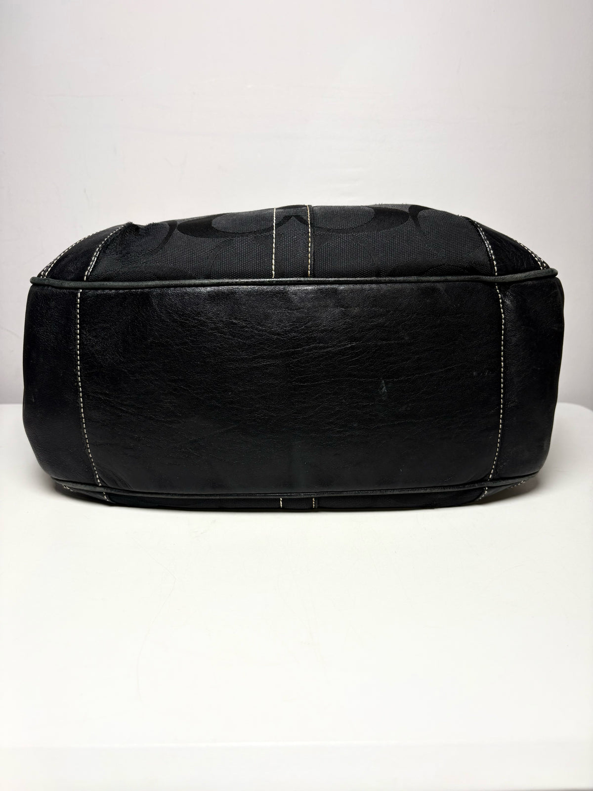 Women's Coach Ergo Signature 10767 Black Monogram Canvas Vintage Rare Pre-Owned Large Tote