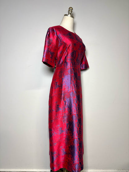 Women Size M Tuckernuck Purple, Red Jacquard Poly Blend Women's Pre-owned Dress