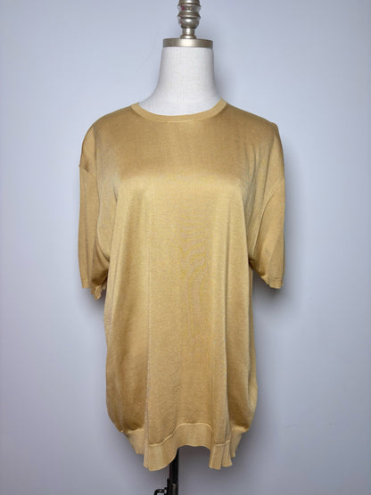 Prada Yellow Silk Solid Men's Mens Size 50 (L) Short Sleeves Sweater