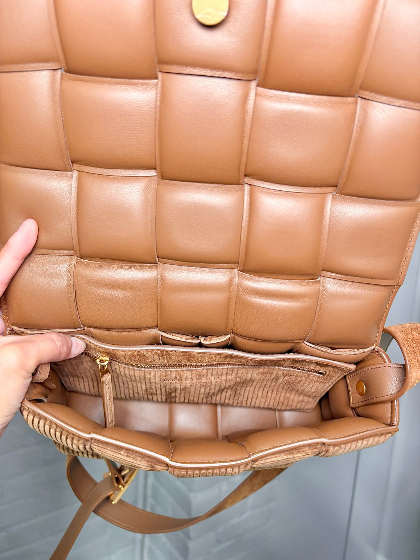 Bottega Veneta Weave Suede Brown Medium Purse