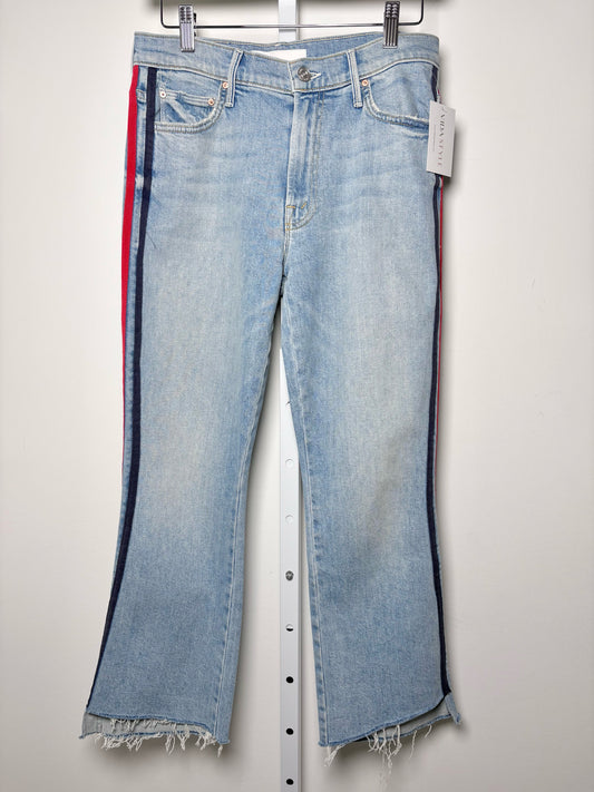 Women Size 27 (4) Mother Superior Light Blue w/ Striped Seams Denim Jeans