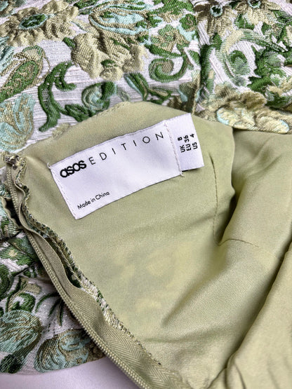 Women Size 4 Asos Edition Green Brocade Cocktail Mini Dress