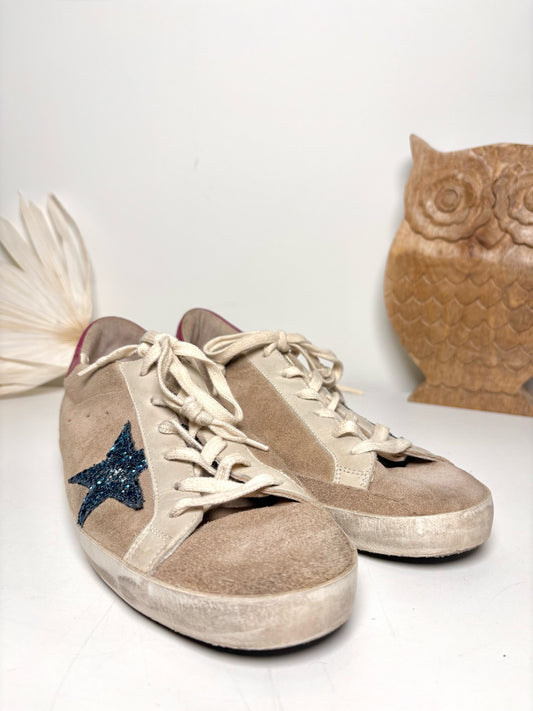 W Shoe Size 39 (8.5 US) Golden Goose Tan, Burgundy Desert Suede Sneakers