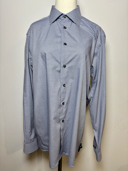 Mens Size XL Eton Light Blue Cotton Gingham Men's Shirt