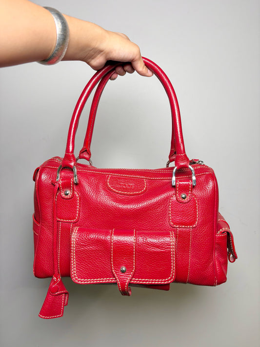 Tod's Leather Red Cowhide Satchel Bag