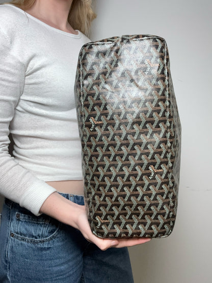Women's Authentic Goyard Saint Louis PM Black Brown Goyardine Coated Canvas Pre-Owned Tote Bag