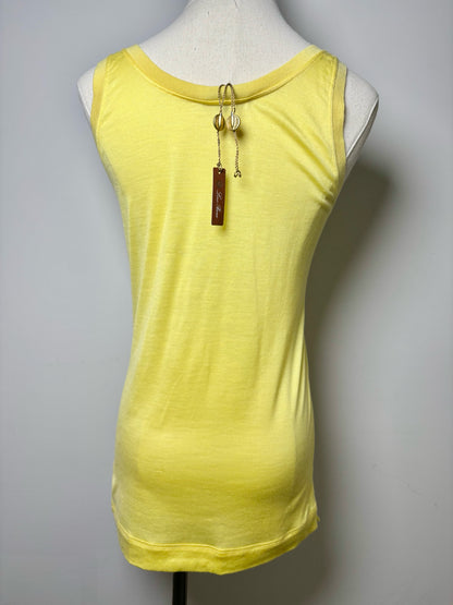 Women Size 38 (6 US) Loro Piana Yellow Cashmere, Silk NWT Top