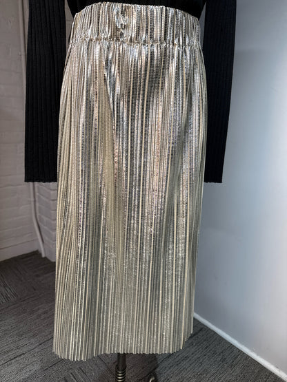 Women Size 38 (6 US) Etoile Isabel Marant Metallic Silver Pleated Skirt