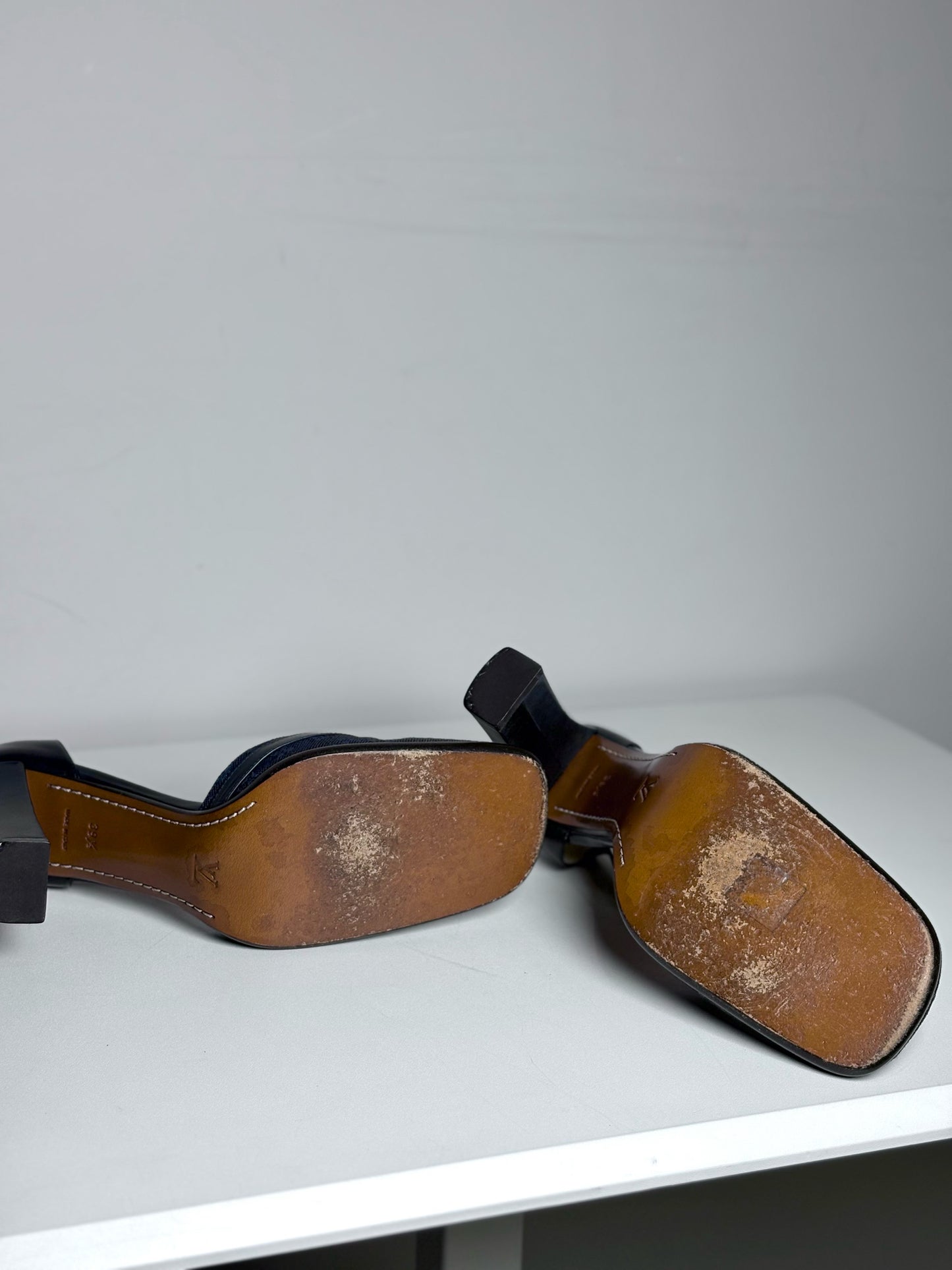 Louis Vuitton Josephine Blue Canvas, Leather Pre-owned Heels