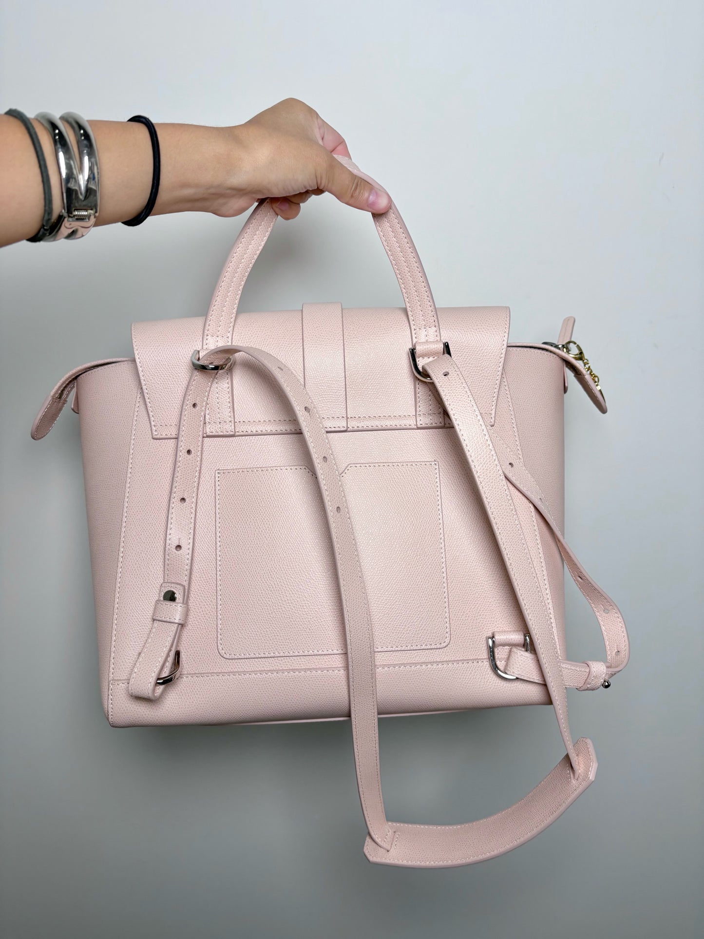 NWOT Blush Pink Pebble Grain Leather Maestra Backpack/Crossbody Purse