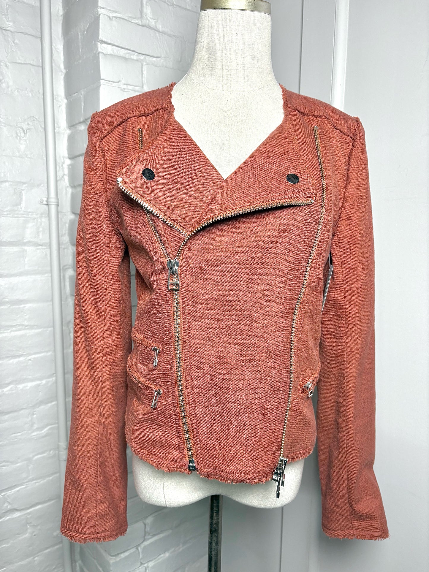 Women Size 6 Veronica Beard Terracotta Moto  Pre-owned Jacket