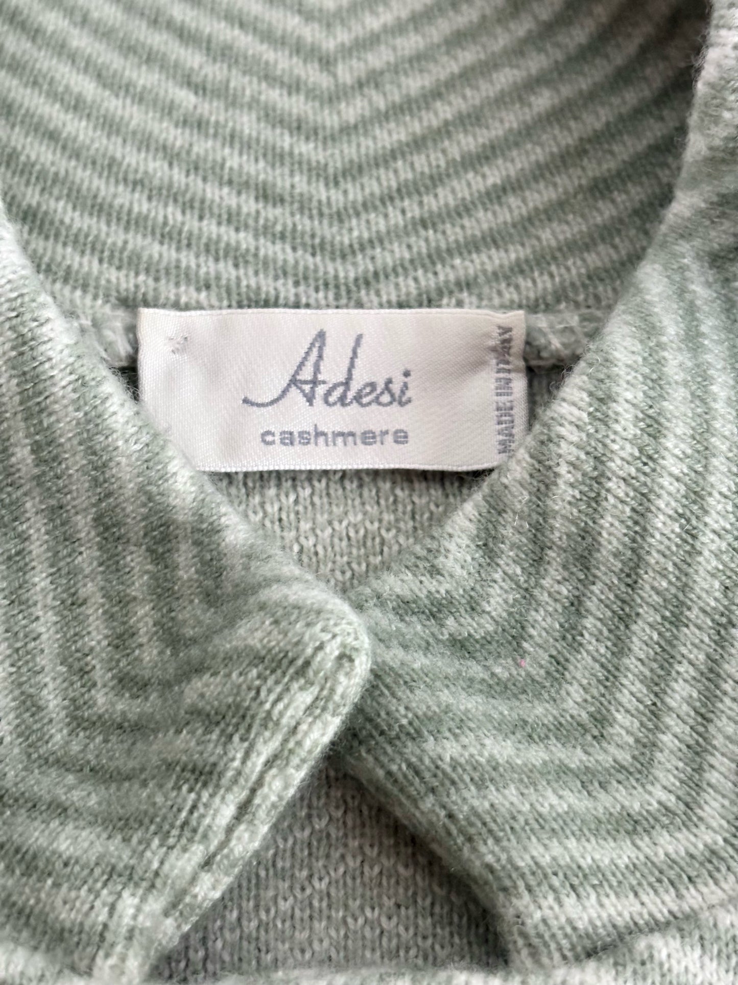 Women Size 42 ( 6 US) Adesi Pistachio Green Chevron Cashmere Pre-owned Sweater