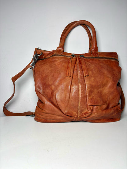 Carbon 2 Cobalt Solid Leather Pre-owned Caramel Tote/Satchel