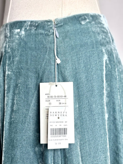 Women Size 38 (M US) Tomorrowland Seafoam Green Velvet Pre-owned, NWT Skirt
