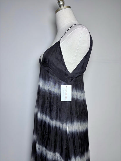 Women Size 2 Diane Von Furstenberg Black/White Tie-dyed 100% Silk Dress
