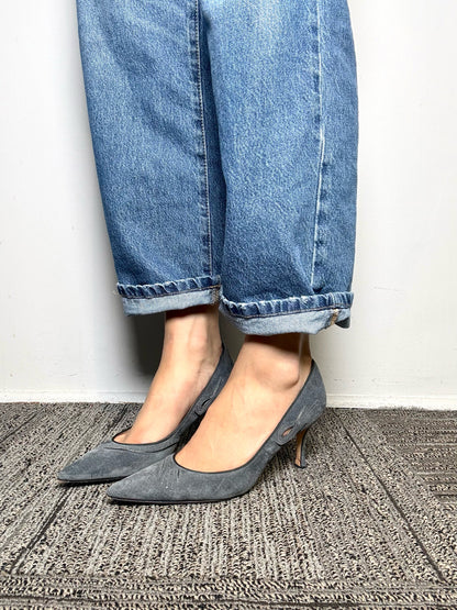 W Shoe Size 39 Manolo Blahnik Rela Grey Suede Pre-owned Pump