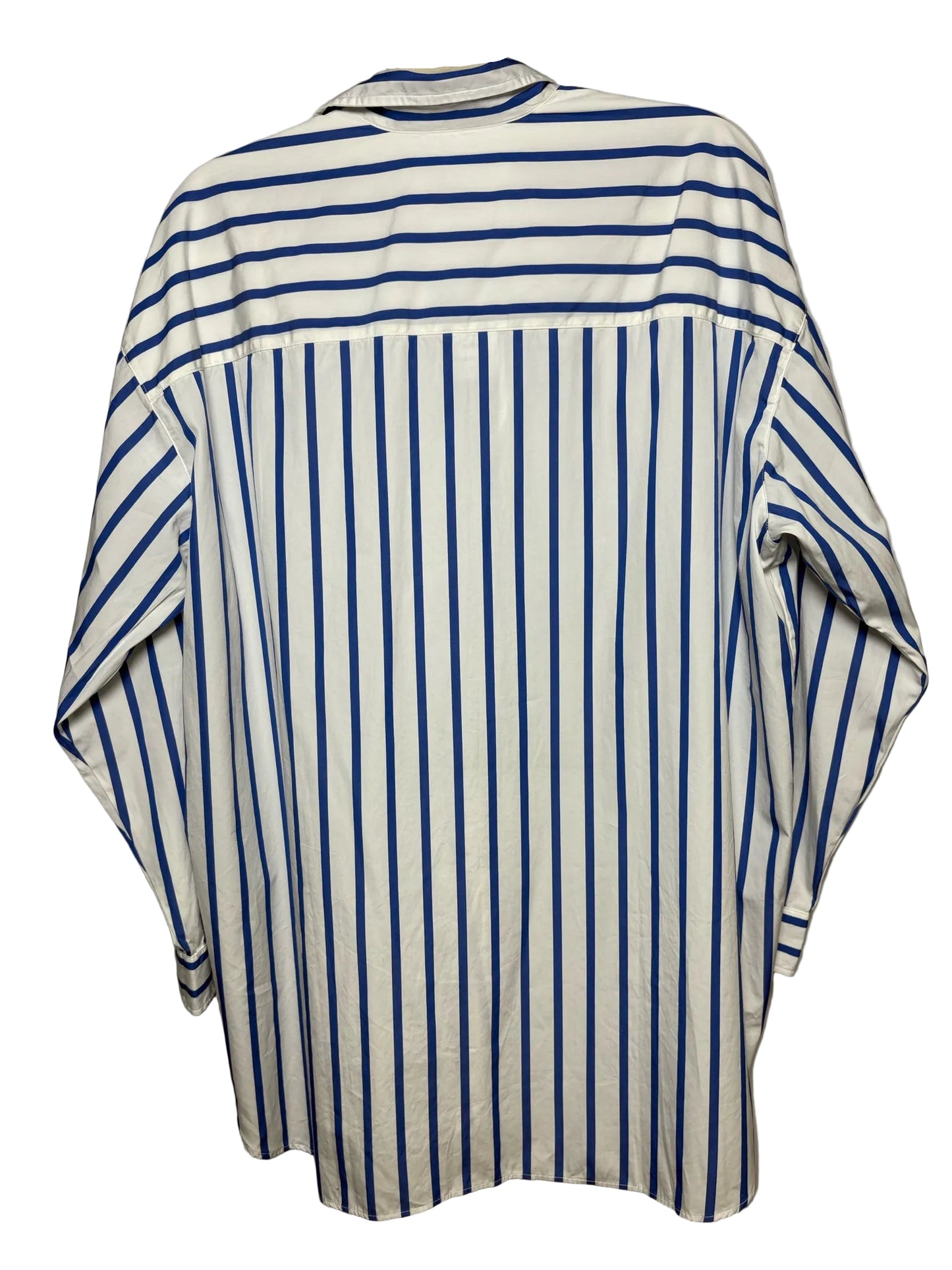 Women Size S Frank & Eileen Shirley White & Blue Stripe Pure Cotton Pre-Owned Blouse