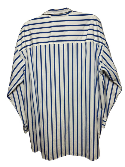 Women Size S Frank & Eileen Shirley White & Blue Stripe Pure Cotton Pre-Owned Blouse