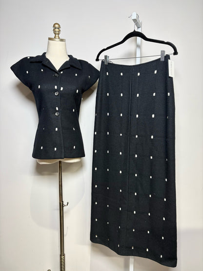 Women Sz 36 Jil Sander Black Cutouts Wool w/Cotton Lining Top Pre-owned Vintage