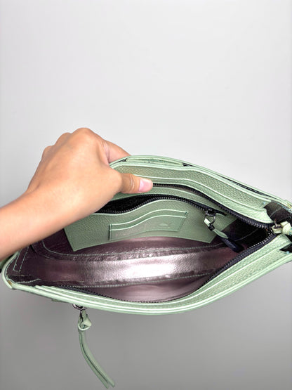 Botkier New York Solid Leather Pistachio Green Saddle Bag