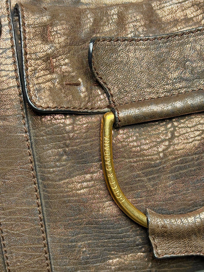 Leather Dolce & Gabbana Vintage Leather Bronze Medium Purse